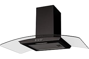 SIA CGH80BL 80cm Curved Glass Chimney Cooker Hood Extractor Fan In Black