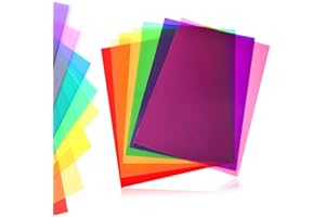 ELKUAIE Farbfilm, Glasfolie Farbe quadratische transparente Folie, Farbfilm Filter Film, verwendet in der Fotografie, Kunst, Dekoration, DIY (9 Farben)