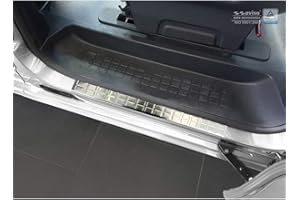 AVISA Inox door sill protectors compatible with Citroën Spacetourer & Peugeot Traveller/Expert & Toyota Proace 2016- & Opel Zafira Life 2019- & Fiat Ulysse 2022- 'Rectangles' - 2-pieces rear sliding doors