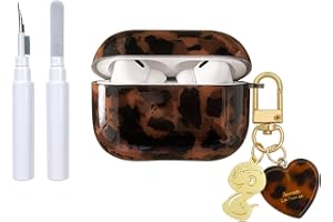 Reownest för AirPods 4 fodral med rengöringsset, söt svart brun leopardmönster bärnsten sköldpadda aesthetic design, stötsäke