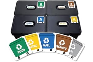 Haberdashery Online 5 Etiquetas Adhesivas Reciclaje Basura. Pegatinas para la gestión de residuos. Cada una de 4,8 x 4,8 cm. Modelo XS (XS)