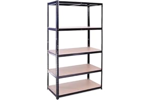 G-RACK 180cm x 90cm x 30cm, Black 5 Tier (175KG Per Shelf), 875KG Capacity Garage Shed Storage Shelving Units, 5 Year Warranty