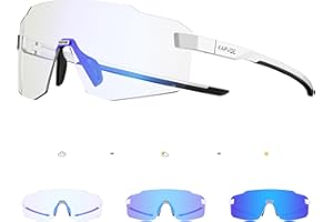 KAPVOE Photochromatische Selbsttönend Fahrradbrille für Herren Damen Klar Rennrad Brille MTB Sportbrille Radbrille UV400 Schutz Randlose Transprante Gläser für Outdoorsports