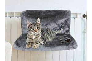 ALAYSTAR Strong and Durable Cat Kitten Puppy Pet Animal Hanging Radiator Bed Warm and Cosy - Warm Fleece Basket Cradle Hammock (GREY)