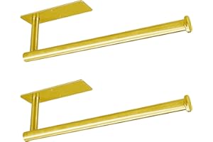 Eolax Barra Porta Carta da Cucina Sottopensile, Barra Porta Asciugatutto, per Cucina, Autoadesivo o Si Installa su Parete Praticando Fori, Acciaio Inox SUS304, Oro 2 pz