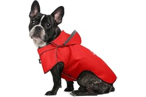 DQGHQME Dog Raincoat Waterproof for Small Dogs, Reflective Dog Rain Jacket with Hoodie, Lightweight Rain Coats with Leash Hole