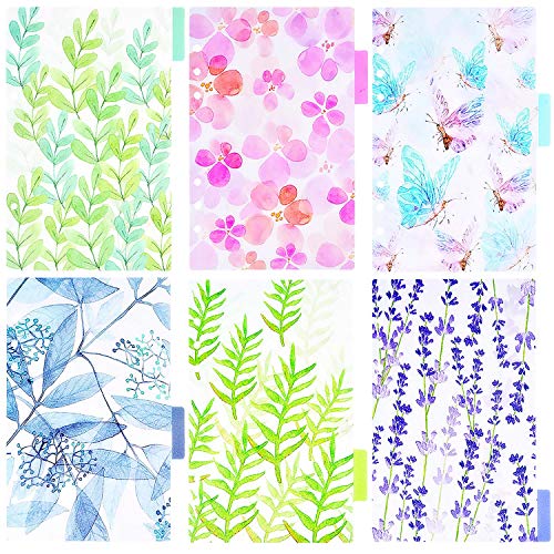 Larcenciel A5 Diviseurs/ PVC Personal Planner Index Divider, 2 Set A5 6 anneaux pour séparateur et règle pour journal/ Filofax agenda de carnet de voyage / agenda de voyage,212x15mm