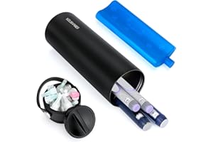 ‎YOUSHARES YOUSHARES Insulin Pen Kühltasche – 48 Stunden Kühlung Medikamenten-Kühltasche mit tragbarem Aufbewahrungsdeckel, TSA-zugelassene Insulin Pen Tasche mit Kühlakku, geeignet für 1-5 EpiPens (Schwarz)