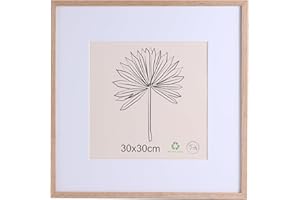 LYYYYX Cornice portafoto 30 x 30 cm, con passepartout, in legno con vetro acrilico da appendere verticalmente o orizzontalmente, per foto, poster, puzzle