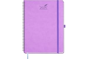 BEZEND Agenda 2025 A4 Couverture Souple en Cuir PU 21,5 x 28,5 cm Agenda Semainier Vertical avec 100 GSM Papier Certifié | Planner 2025 Spirale avec Onglet Mensuel - Lavande