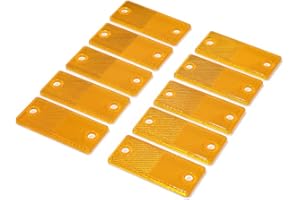 TAEUYYM 10 x Catadioptrico Rectangulares Amarillo, Catadioptrico Rectangulares Remolque Apriete de Tornillo, Reflectores Rectangulares Amarillo, Para Camión RV Caravana Remolque Tractor Moto(Amarillo)