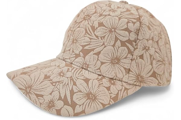 styleBREAKER Damkeps med blommigt reliefmönster,Beige | 6-panelskeps, 7,5 cm böjd skärm, svettband i bomull, steglöst justerbar med kardborre (56-59 cm).