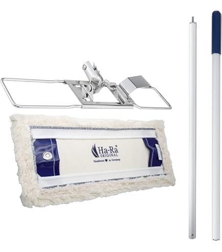 Mocio In Acciaio Inox Ha-Ra Fondo Express 42 Cm – Tergicristallo Per Pavimenti E Pareti Con Manico Telescopico