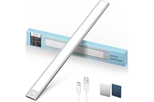 LROLTEF Reglette LED Lampe Cuisine sous Meuble - 60CM 4400mAh Lumiere Placard avec Detecteur de Mouvement Interieur sans Fil Rechargeable - Eclairage Veilleuse pour Armoire Dressing Escalier | 1 Pack