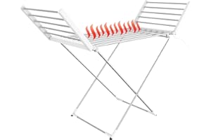 Todeco - Elektrischer Wäschetrockner, zusammenklappbar, für den Innenbereich – Maße zusammengeklappt: 113 x 53 x 7 cm – Material: Aluminiumlegierung – klassisch, weiß