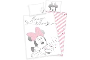 Herding DISNEY MINNIE MOUSE Toddler Bedding Set, Reversible Motif, Duvet Cover 100 x 135 cm, Pillow Case 40 x 60 cm, Cotton/Renforcé