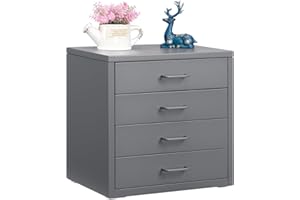HollyHOME Desktop Drawers Filing Cabinet with 4 Drawers, Organizer Vertical File Cabinets for A4 Letter Size Metal Storage Drawer for Home Office Self-assemble,Grey