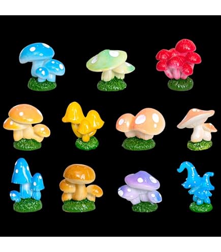 2 Figurines Champignons Résine Milisten - Mini Décor Jardin 4-5cm - Style Cute Pour Potager/Fairy Garden