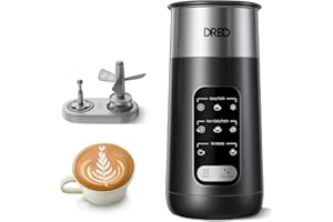 Dreo Spieniacz do mleka, elektryczny spieniacz 8 w 1, do kawy Latte Art, 270 ml, gorąca i zimna pianka, automatyczny podgrzewacz do mleka mlecznego i niemlecznego z diodami LED, łatwy do czyszczenia,