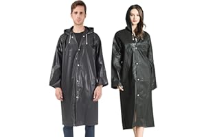 AIDEGER Poncza przeciwdeszczowe EVA dla dorosłych, 2-pak płaszczy przeciwdeszczowych wielokrotnego użytku z kapturem i rękawami, lekka kurtka przeciwdeszczowa