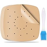 200 Pezzi Carta forno per Friggitrice ad aria,Realizzato con Pasta di Legno Cruda,(20cm) Unbleached Carta per Friggitrice ad 