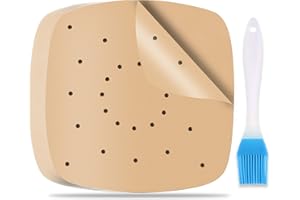 XIANGLONGY 200 Pezzi Carta forno per Friggitrice ad aria,20CM Realizzato con Pasta di Legno Cruda, Unbleached Carta per Friggitrice ad aria, facile da pulire, lontano da macchie di olio