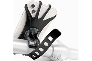 ZHJINGYU Bicycle Phone Mount,Universal Silicone Motorcycle Bike Cell Phone Holder, 360° Rotation Bike Phone Holder, Compatible with iPhone Samsung Galaxy Multiple Smartphone Cellphone,Black