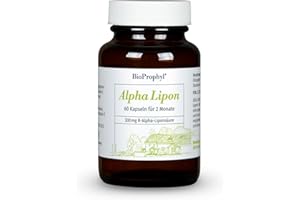‎BIOPROPHYL BioProphyl® Alpha Lipon - 300 mg rein natürliche - (R)-Alpha Liponsäure - ohne synthetische (S)-Alpha Liponsäure - mit Vitamin E und Niacin - 60 pflanzliche Kapseln