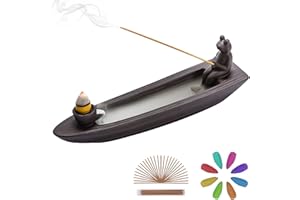 ChangWanna Frog Incense Holder Waterfall - Ceramic Cone Backflow Incense Burner Smoke Fountain, Back Flowing Incense Diffuser with 45 Sticks & 8 Cones, Cute Ornament for Aromatherapy/Yoga/Room Decor