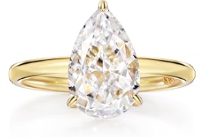 Michooyel 18K guldpläterad kub zirconia förlovningsring för kvinnor, 2,0ct päron skuren CZ Solitaire 925 sterling silver päro