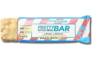 ‎OFFSET NUTRITION Pretty Little Meal Bar Banana White & Crisp von OFFSET Nutrition, leckerer Proteinriegel als vollwertige Mahlzeit, 209 Kalorien pro Portion, mit weißer Schokolade und Bananen-Geschmack, 6 Stück