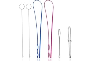 MORJCG 6 Pcs Loop Turner Sewing Tool, Sewing Loop Kit, Include Loop Turner Hook Flexible Drawstring Threader Metal Tweezers Long Loop Turner Sewing Tool, Loop Turner Sewing Tool, for Fabric Belts Strips