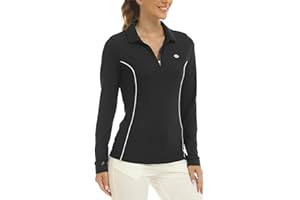 AjezMax Polo Donna Manica Lunga Golf Tennis Poloshirt Camicia Sportiva Top con Cerniera