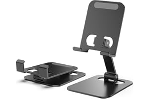 Bigqin 2 Stück Handy Ständer, Faltbarer Handyhalterung Aluminium Handy Halterung, Universal Handyhalter Tisch Multi-Winkel Einstellbar Tablet Ständer für Handys und Tablets - Schwarz