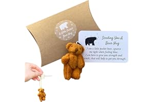 VIOLOTORIS A little Pocket Bear Hug, Tiny Teddy Bear Love Anti-Anxiety Token, Encourage Give Bear Hugs Sentimental Gift for Kids Friends Family Couples, Best Wishes Gifts for Graduation Birthday Wedding(Brown)