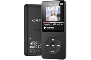 AGPTEK Lettore MP3 Bluetooth 5.3, 32GB MP3 Player con Altoparlanti Integrati – Riproduttore Musicale Portatile HiFi Lossless, FM/Registratore, Sportivo (Cuffie Non Incluse), Nero