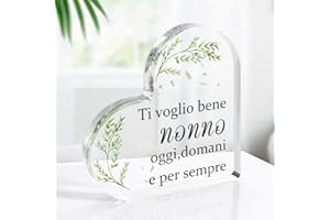 XIOABRE Regalo Nonno Festa Dei Nonni Idee Regalo Nonno Compleanno Regali Per Nonno Natale Regali Nonni Cuore In Acrilico regalo Nonno Compleanno Da Nipoti Regali Nonni