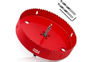 Yeepeo otwornica 180 mm, HSS M42, bimetalowa, wiertło z adapterem sześciokątnym i wiertłem centrującym, piłą do drewna, płyt gipsowo-kartonowych, plastiku, 1 sztuka, czerwona