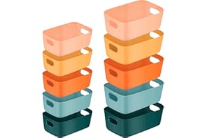 Cestino Portaoggetti Plastica, Victse Scatole Portaoggetti, Contenitori Salvaspazio Cucina, Organizer Portaoggetti per Cucina, Armadio, Ufficio, Bagno, Casa (10 Pezzi)