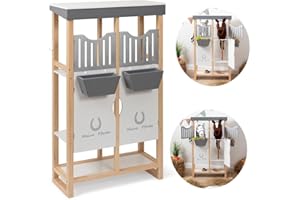 ELLA & PIET® Hobby Horse Stall Shelty aus Holz mit 2-teiliger Stalltür (Holz-Weiß) Pferdestall Holzstall für Pferde