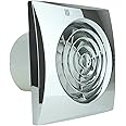 100mm Timer Environment friendly Chrome Quiet Powerful Bathroom Extractor Fan 4 inch Shower Wall or Ceiling Mounted Ventilation Moist Control for 100 mm Ducting Toilet wandventilator abluft ventilator