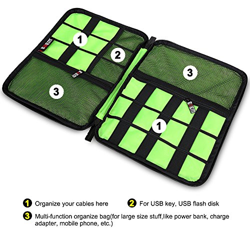 BUBM Tragbare Universal Electronics Zubehör Organizer, Travel Gear Organizer für Handys, USB-Kabel, Netz Banken, Kameras, Festplatte und Etc.by Senhai (Large, Schwarz) - 4