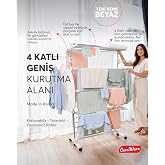 Ceraware Home S4 Premium 4 Katlı BEYAZ &Ccedil;amaşırlık Made in Korea Tam Katlanır Tekerlekli &Ccedil;amaşır Kurutmalık