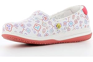 Oxypas Sicherheitsschuhe für Frauen - Suzy - Leichter und bequemer Arbeitsschuh, ideal für Krankenschwestern, Küche oder Innenbereich, rutschfest und stoßabsorbierend, Blümen, 37 EU