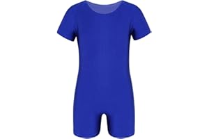 ranrann Enfant Garçon Fille Justaucorps Gymnastique Manches Courtes Combinaison Danse Classique Body Sport Yoga Unitard Dancewear 4-14 Ans Couleur Unie