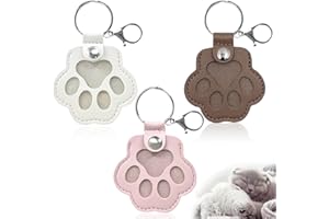 DULZEN 3 Pezzi Scatola dei ricordi personalizzata per cani per peli di animali domestici portachiavi commemorativo per animali domestici portachiavi in pelle a forma di zampa di cane e gatto