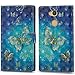 Produktbild PU Ledertasche für Sony Xperia L2 KANTAS Brieftasche Flip Case 3D Design Gold Grün Schmetterling Muster Weiches Silikon Innere Leder Flip Bookstyle Magnet Ultra Dünn Slim Wallet Case mit Standfunktion Kartenhalter Lanyard Schutzhülle für Sony Xperia L2
