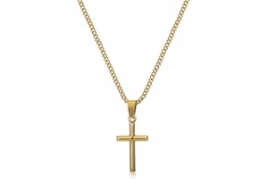 Murtoo Collana Crocifissa Per Uomo Donna Pendente Acciaio Inossidabile Cindolo Croce Semplice, 2 Dimensioni, Catena Acciaio/Argento Nero Crocifissa