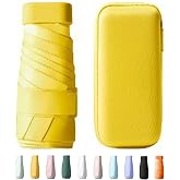 Yanrunce Mini Folding Umbrella with Case, Pocket Umbrella, Mini Travel Umbrella, UV Protection, Sun Protection, 6 Ribs Anti-W