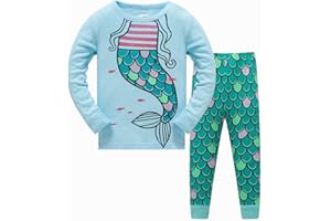 LitBud Navidad Pijamas de Las niñas pequeñas 100% algodón Jirafa Ropa de Dormir Pijama de Manga Larga pjs Conjunto para niños Talla 1 a 7 años Rosa